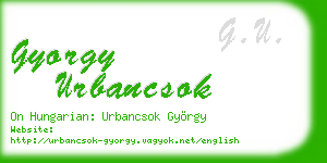 gyorgy urbancsok business card